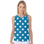 Polka Dots - White on Cerulean Women s Basketball Tank Top