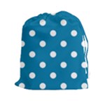 Polka Dots - White on Cerulean Drawstring Pouch (XXl)