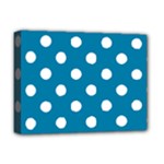 Polka Dots - White on Cerulean Deluxe Canvas 16  x 12  (Stretched)