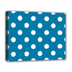Polka Dots - White on Cerulean Deluxe Canvas 20  x 16  (Stretched)