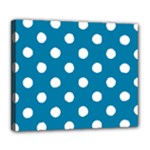 Polka Dots - White on Cerulean Deluxe Canvas 24  x 20  (Stretched)