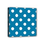 Polka Dots - White on Cerulean Mini Canvas 4  x 4  (Stretched)