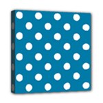 Polka Dots - White on Cerulean Mini Canvas 8  x 8  (Stretched)