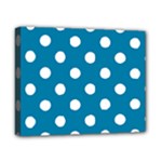 Polka Dots - White on Cerulean Canvas 10  x 8  (Stretched)