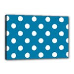 Polka Dots - White on Cerulean Canvas 18  x 12  (Stretched)