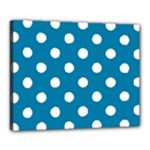 Polka Dots - White on Cerulean Canvas 20  x 16  (Stretched)