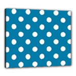 Polka Dots - White on Cerulean Canvas 24  x 20  (Stretched)