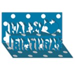 Polka Dots - White on Cerulean Happy Birthday 3D Greeting Card (8x4)