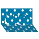 Polka Dots - White on Cerulean Twin Hearts 3D Greeting Card (8x4)