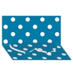 Polka Dots - White on Cerulean Twin Heart Bottom 3D Greeting Card (8x4)