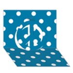 Polka Dots - White on Cerulean Peace Sign 3D Greeting Card (7x5)
