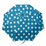 Polka Dots - White on Cerulean Folding Umbrella