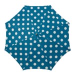 Polka Dots - White on Cerulean Golf Umbrella