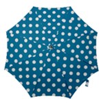 Polka Dots - White on Cerulean Hook Handle Umbrella (Small)