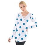Polka Dots - Cerulean on White Women s Tie Up Tee
