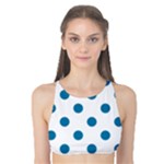 Polka Dots - Cerulean on White Tank Bikini Top