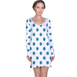 Polka Dots - Cerulean on White Long Sleeve Nightdress