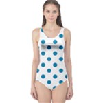 Polka Dots - Cerulean on White One Piece Swimsuit