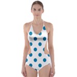 Polka Dots - Cerulean on White Cut-Out One Piece Swimsuit