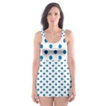 Polka Dots - Cerulean on White Skater Dress Swimsuit