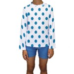 Polka Dots - Cerulean on White Kid s Long Sleeve Swimwear