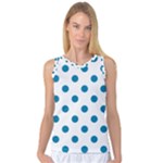 Polka Dots - Cerulean on White Women s Basketball Tank Top