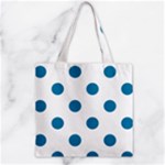 Polka Dots - Cerulean on White Zipper Grocery Tote Bag
