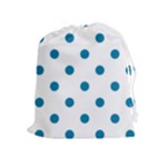 Polka Dots - Cerulean on White Drawstring Pouch (XL)