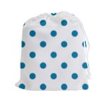 Polka Dots - Cerulean on White Drawstring Pouch (XXl)