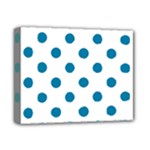 Polka Dots - Cerulean on White Deluxe Canvas 14  x 11  (Stretched)