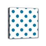 Polka Dots - Cerulean on White Mini Canvas 4  x 4  (Stretched)