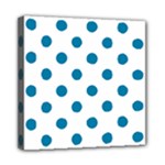 Polka Dots - Cerulean on White Mini Canvas 8  x 8  (Stretched)