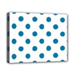 Polka Dots - Cerulean on White Canvas 10  x 8  (Stretched)
