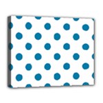 Polka Dots - Cerulean on White Canvas 14  x 11  (Stretched)