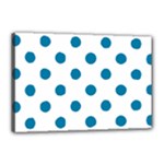 Polka Dots - Cerulean on White Canvas 18  x 12  (Stretched)