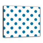 Polka Dots - Cerulean on White Canvas 20  x 16  (Stretched)