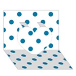 Polka Dots - Cerulean on White Heart 3D Greeting Card (7x5)
