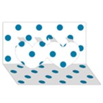Polka Dots - Cerulean on White Twin Hearts 3D Greeting Card (8x4)