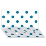 Polka Dots - Cerulean on White Twin Heart Bottom 3D Greeting Card (8x4)