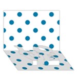Polka Dots - Cerulean on White LOVE Bottom 3D Greeting Card (7x5)