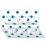 Polka Dots - Cerulean on White Happy New Year 3D Greeting Card (8x4)