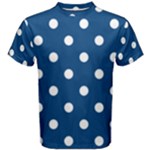 Polka Dots - White on Dark Cerulean Men s Cotton Tee