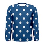 Polka Dots - White on Dark Cerulean Men s Long Sleeve T-shirt