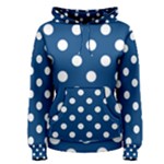 Polka Dots - White on Dark Cerulean Women s Pullover Hoodie