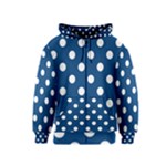 Polka Dots - White on Dark Cerulean Kid s Zipper Hoodie
