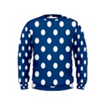 Polka Dots - White on Dark Cerulean Kid s Sweatshirt