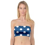Polka Dots - White on Dark Cerulean Bandeau Top