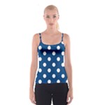 Polka Dots - White on Dark Cerulean Spaghetti Strap Top