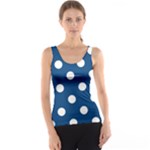 Polka Dots - White on Dark Cerulean Tank Top