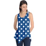 Polka Dots - White on Dark Cerulean Sleeveless Tunic
